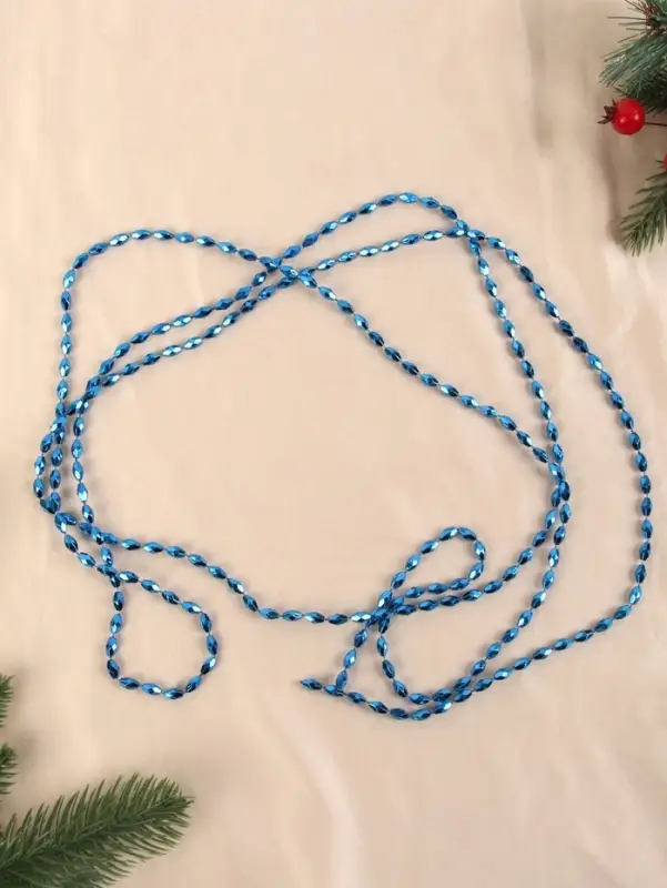 Бусы на ёлку 2 м d=3 мм &laquo;Овалы грани&raquo; синий