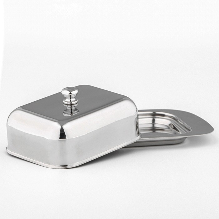 Маслёнка из нержавеющей стали, 19×12×7 см, цвет серебряный Маслёнка из нержавеющей стали, 19×12×7 см, цвет серебряный