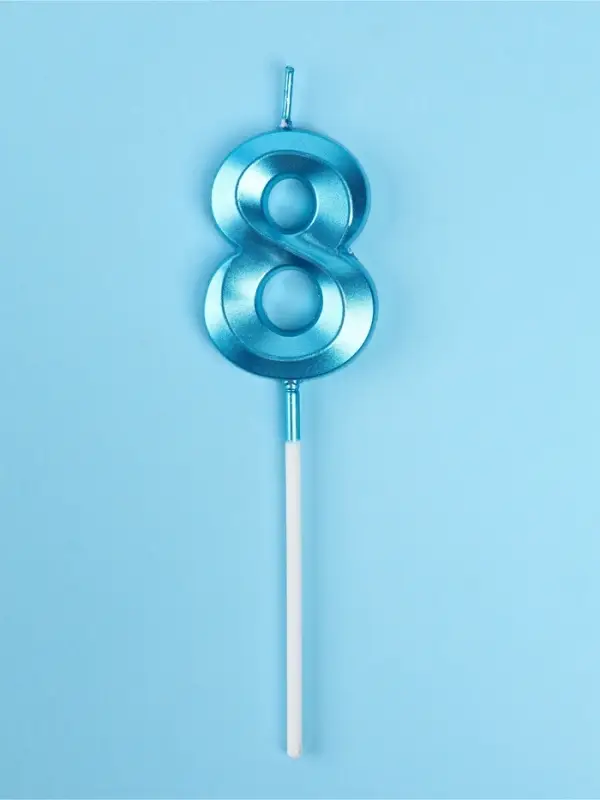 Свеча в торт на шпажке &laquo;Грань&raquo;, цифра 8, голубая, 5 см