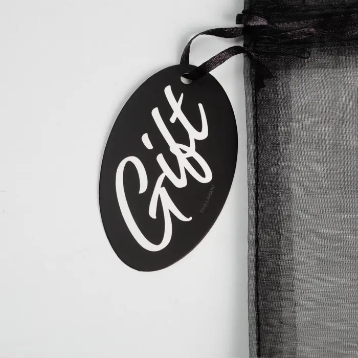 Мешочек подарочный органза черный «Подарок», с шильдиком, 16 х 24 см +/- 1.5 см