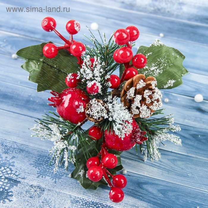 Декор  Декор "Зимние грезы" гранат ягодки красные, 15 см