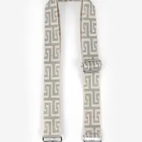 Ручка для сумки &laquo;Орнамент греческий&raquo;, стропа, с карабинами, 139&plusmn;3&times;3.8 см, серо-молочная