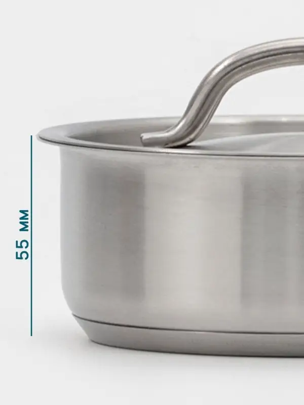 Ковш Hanna Kn&ouml;vell, 860 мл, d=14, h=5.5 см, с крышкой, толщина стенки 0.8 мм, индукция, нержавеющая сталь