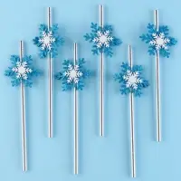 Трубочка двойная снежинка, набор 6 штук