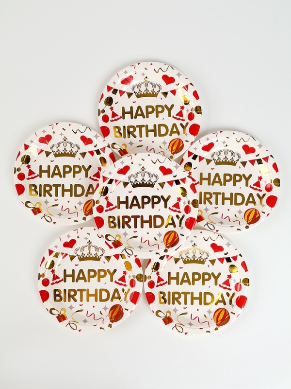 Набор бумажной посуды Набор бумажной посуды "С днём рождения", набор 12 шт., цвет белый