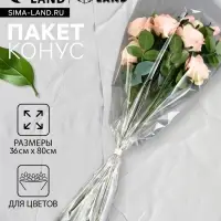 Пакет для цветов, конус, 15+36×80 см, прозрачный Пакет для цветов, конус, 15+36×80 см, прозрачный