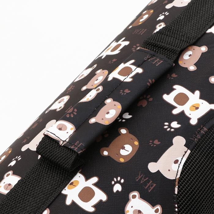 Сумка-переноска каркасная  Сумка-переноска каркасная "Медвежонки", размер L, 53 х 21 х 29 см, чёрный