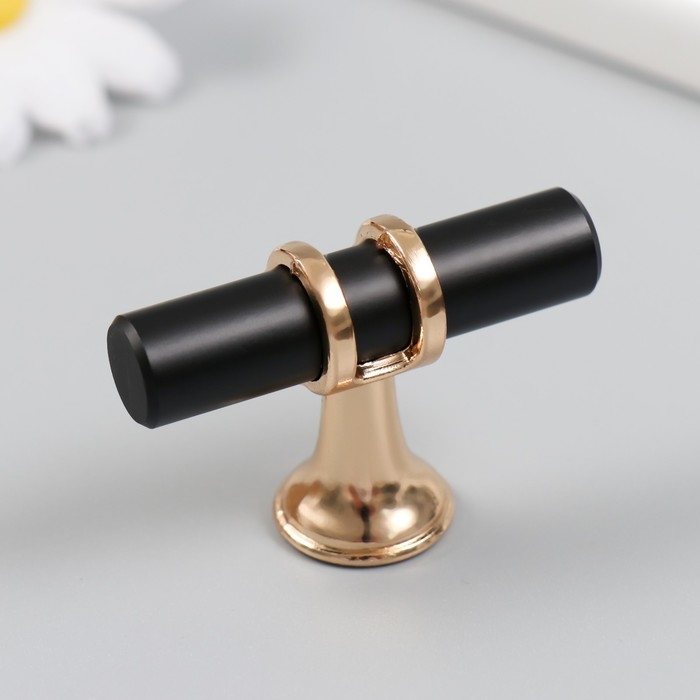 Ручка для шкатулки металл Ручка для шкатулки металл "Минимализм" чёрная с золотом 2х5х3,5 см