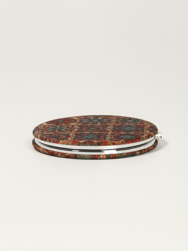 Зеркало складное «Орнамент», d = 7,2 см, с увеличением, цвет коричневый/оранжевый