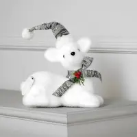 Светодиодная фигура &laquo;Олень&raquo; 21&times;19&times;10 см, флок, от батареек CR2032&times;2, свечение тёплое белое