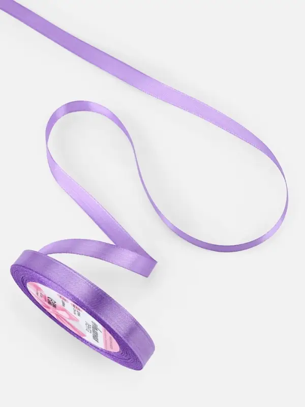 Лента атласная, 10 мм, 23±1 м, сиреневая Лента атласная, 10 мм, 23±1 м, сиреневая