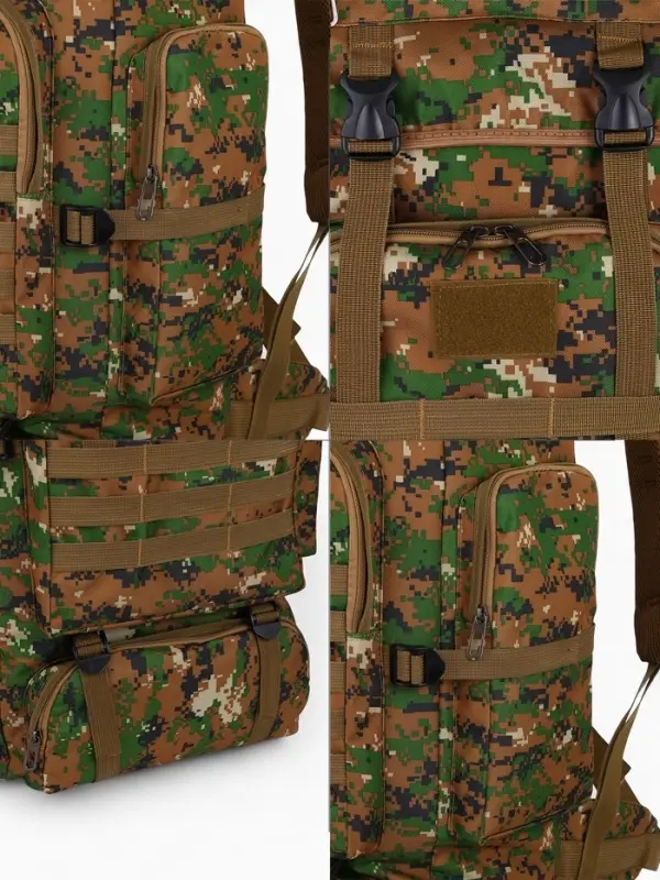 Рюкзак тактический туристический Adventure, 70 л, с карманами, расцветка пиксели, зелёный