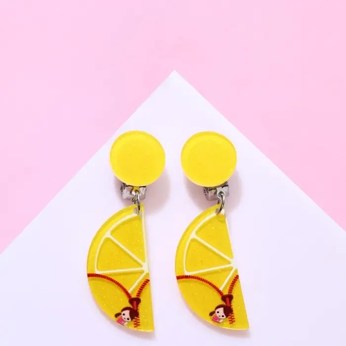 Серьги клипсы детские Выбражулька «Лето», лимон, жёлтые Серьги клипсы детские Выбражулька «Лето», лимон, жёлтые