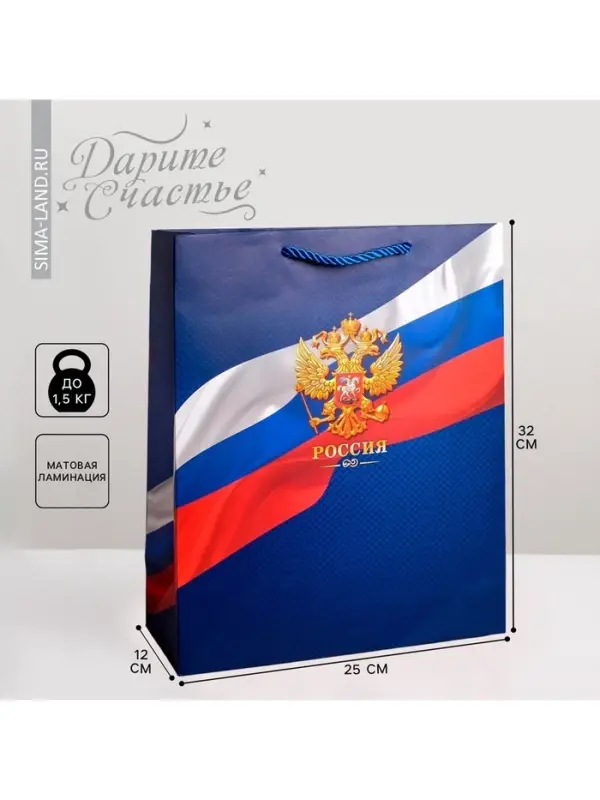 Пакет подарочный, упаковка, &laquo;Россия&raquo;, 25&times;32&times;12 см