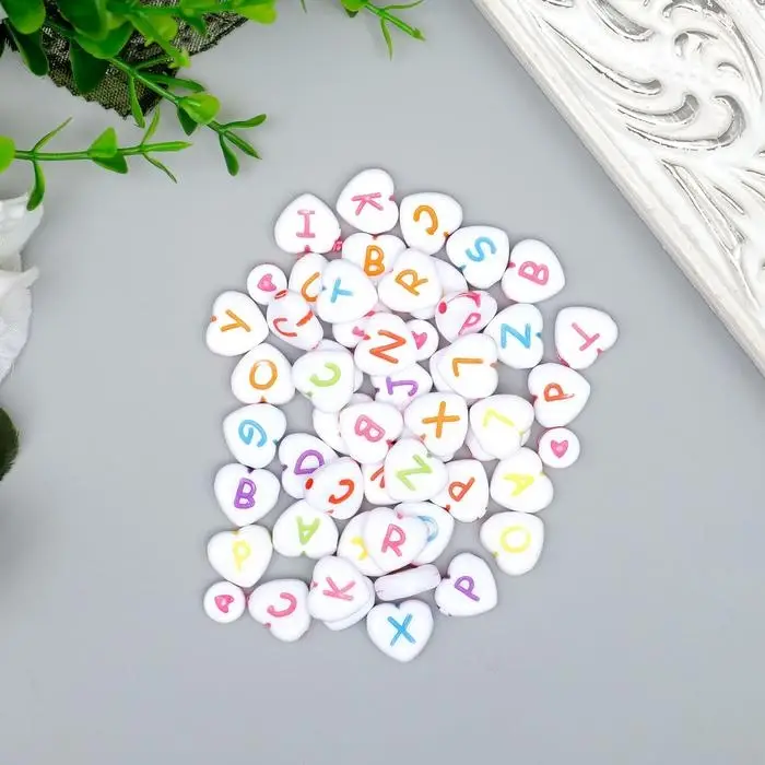 Набор бусин для рукоделия и плетения «Арт Узор. Английские буквы на сердце», 20 г, пластик, 1.2×1.2 см Набор бусин для рукоделия и плетения «Арт Узор. Английские буквы на сердце», 20 г, пластик, 1.2×1.2 см