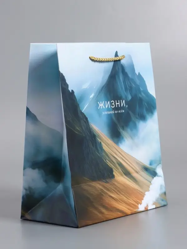 Пакет подарочный "Горы счастья" ламинированный 18 х 22,3 х 10 см