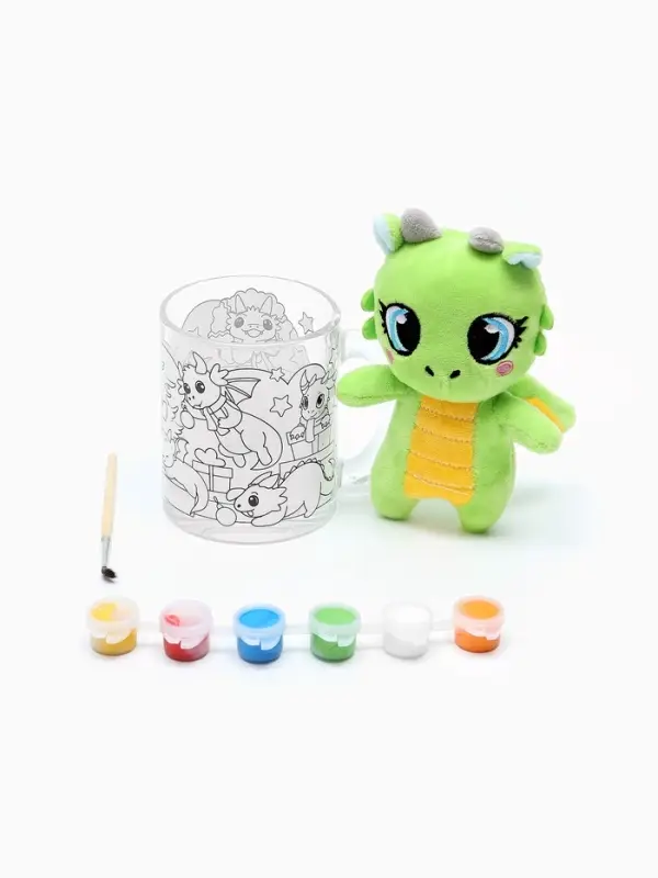 Кружка раскраска + игрушка "Дракончики у ёлки" 9770492