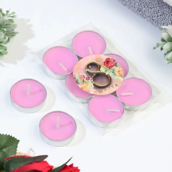 Набор свечей чайных ароматических, 6 шт, роза, 8 марта Набор свечей чайных ароматических, 6 шт, роза, 8 марта
