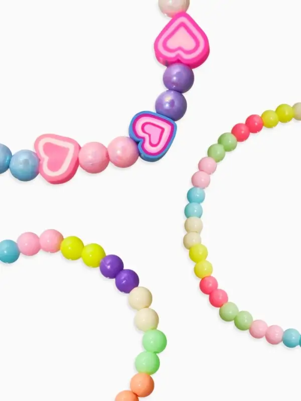 Браслет детский «Выбражулька», 3 шт. набор, бусины, сердце, цветной Браслет детский «Выбражулька», 3 шт. набор, бусины, сердце, цветной