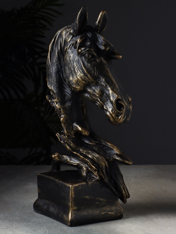 Копилка Копилка "Голова лошади" 14х23х41 см, чёрное золото