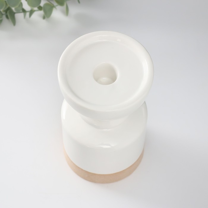 Подсвечник керамика на 1 свечу  Подсвечник керамика на 1 свечу "Атлант" песочно-белый 9,5х9,5х17,5 см