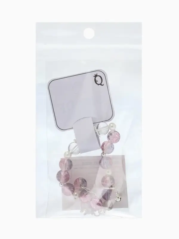 Браслет с подвесками "Сахарный" лошадка, шар №10/8, цвет фиолетово-розовый в серебре