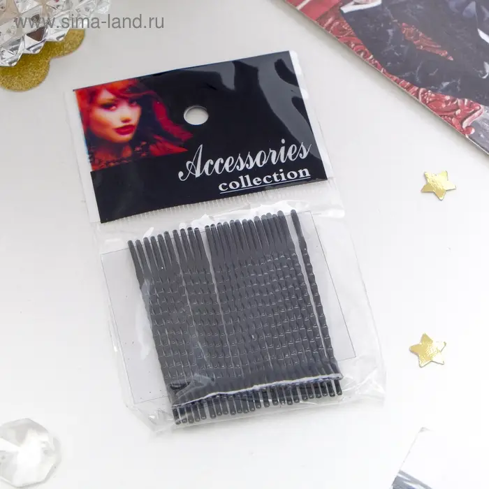 Невидимки для волос «Классика», набор 24 шт. (+-3 шт.), ребристые, 5 см, чёрные