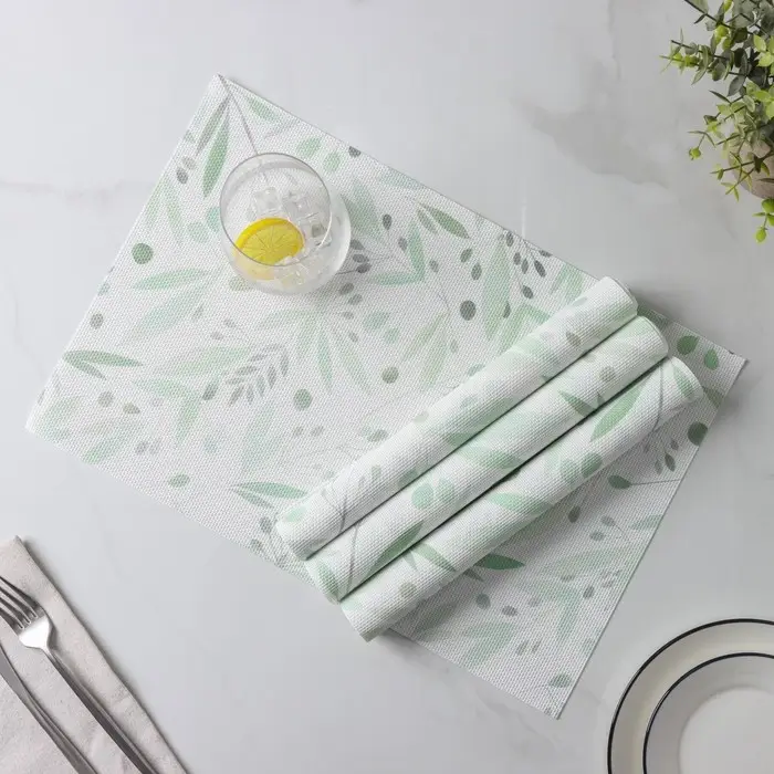 Салфетки сервировочные на стол Доляна &laquo;Акварель&raquo;, 4 шт., 45&times;30 см, зеленые