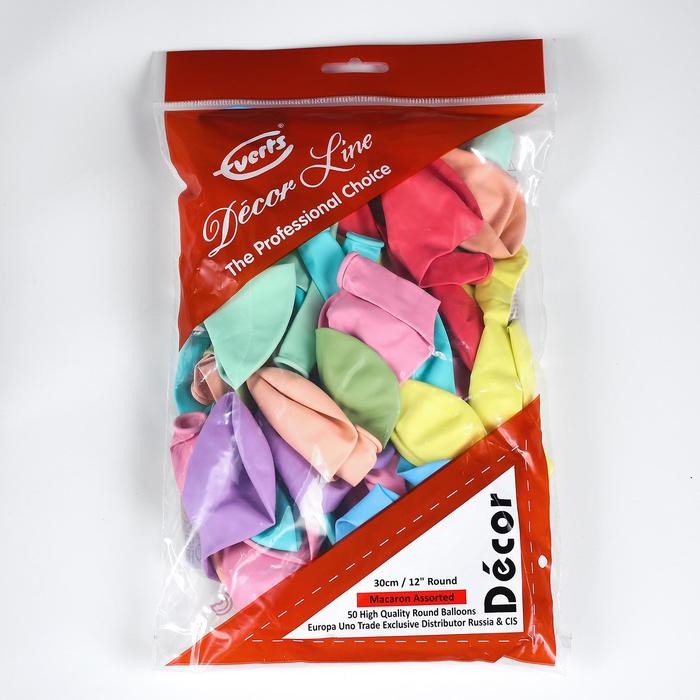 Шар латексный 12 Шар латексный 12", макарон, набор 50 шт., МИКС