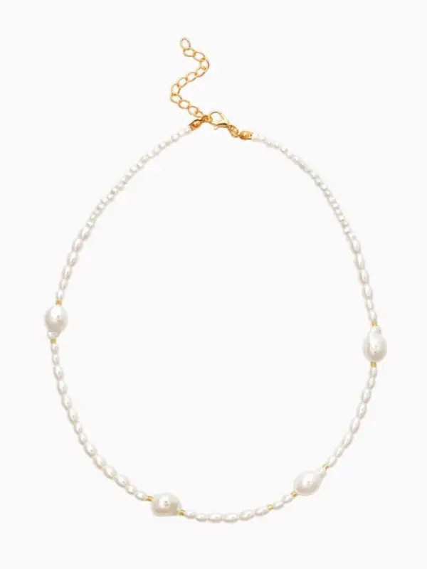 Чокер &laquo;Морской мир. Жемчуг барочный&raquo;, L=40 см, белый в золоте