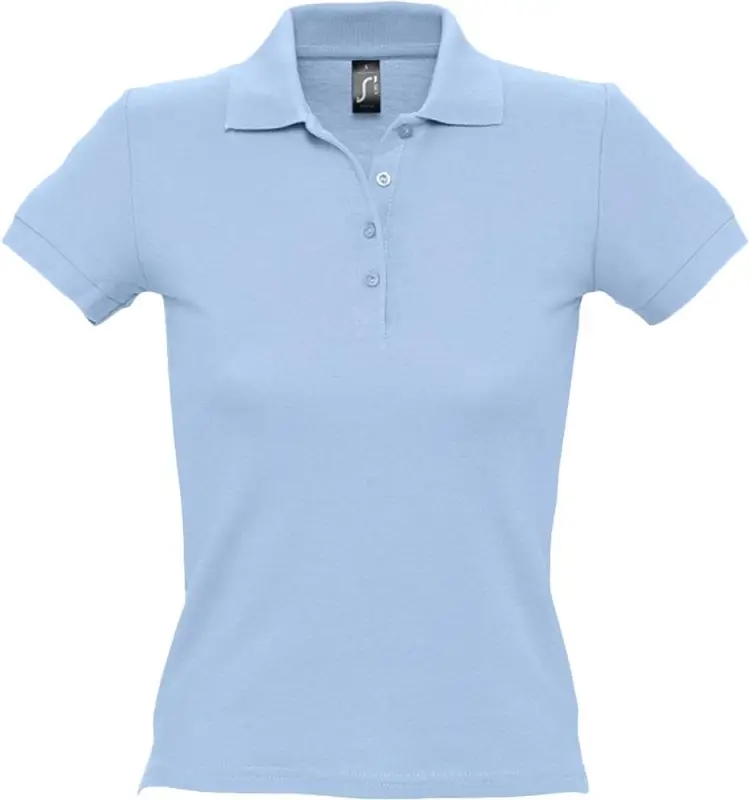 Рубашка поло женская People 210 голубая, размер S Рубашка поло женская People 210 голубая, размер S