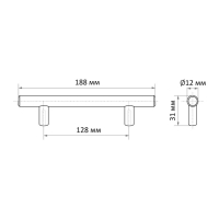Ручка рейлинг ТУНДРА BISTRO,  d=12 мм, м/о 128 мм, цвет золото, 4 шт