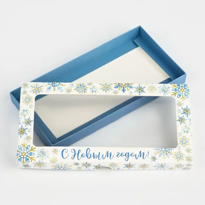 Коробка для шоколада «Снежинки», с окном, 9.4 х 1.7 х 18.4 см Коробка для шоколада «Снежинки», с окном, 9.4 х 1.7 х 18.4 см