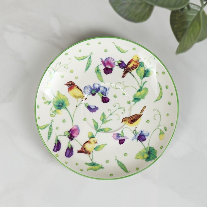 Сервиз фарфоровый чайный Доляна «Зелёный сад», 12 предметов: 6 чашек 220 мл, 6 блюдец d=13 см Сервиз фарфоровый чайный Доляна «Зелёный сад», 12 предметов: 6 чашек 220 мл, 6 блюдец d=13 см