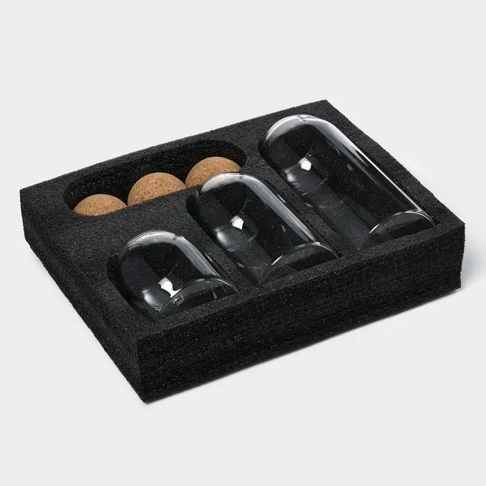 Банки для сыпучих Magistro &laquo;Эко&raquo;, 3 предмета: 450/700/1000 мл, с пробковой крышкой, стекло, прозрачные