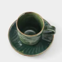 Чашка с блюдцем &laquo;Флора 2&raquo;, 13&times;13&times;9 см, керамика, зелёная