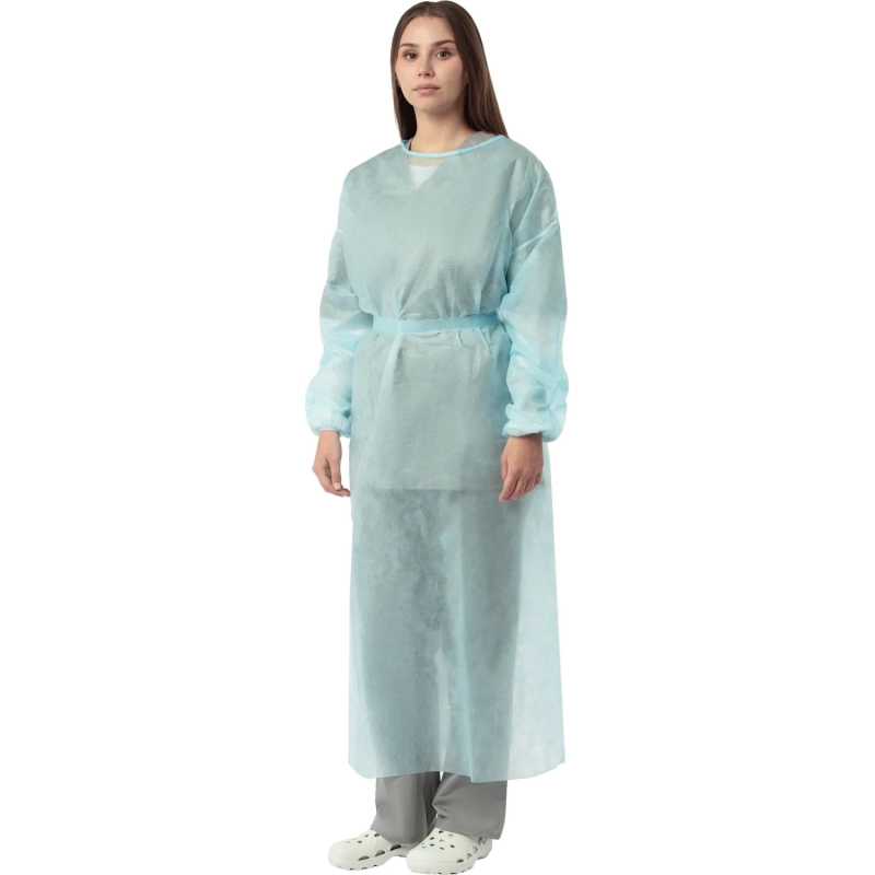 Халат хирург. н/с, рук.рез, дл.140 см, пл.25,&nbsp;р.48-54,голуб. 5шт./уп,5115/5