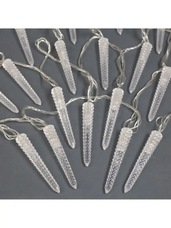 Гирлянда &laquo;Нить&raquo; 5 м с насадками &laquo;Сосульки граненые&raquo;, IP20, прозрачная нить, 20 LED, свечение мульти (RG/RB), мигание, 220 В