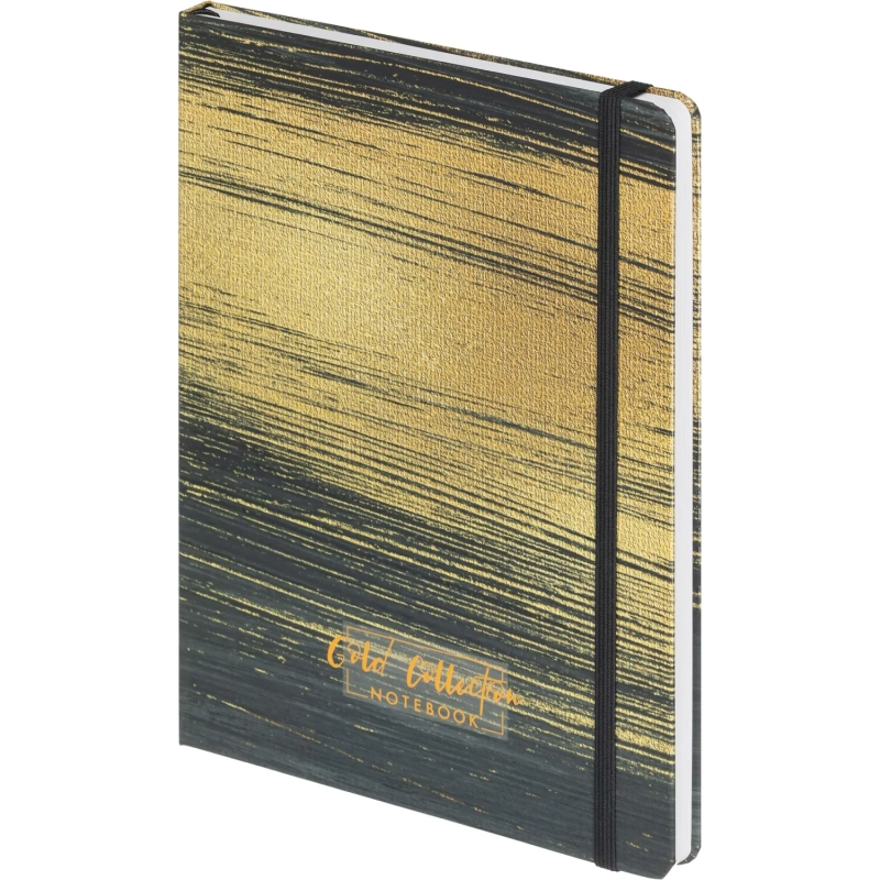 Блокнот Gold Collection А5 96л,клетка,картон,сшивка,резинка,черный