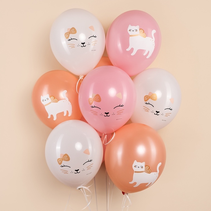 Воздушный шар латексный 12 Воздушный шар латексный 12" "Кошечка с бантом" ассорти, пастель, 1ст., набор 25 шт., МИКС