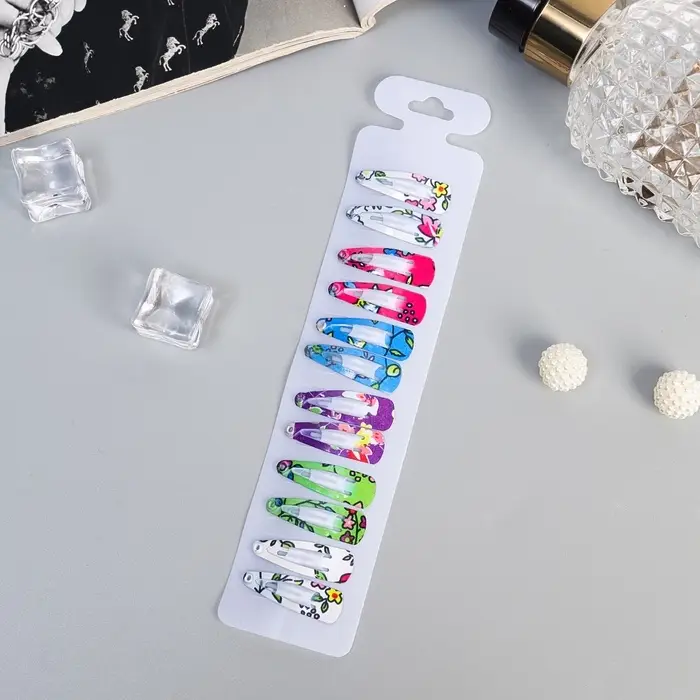 Невидимка для волос «Камилла», набор 12 шт., лето колор, 3 см, МИКС