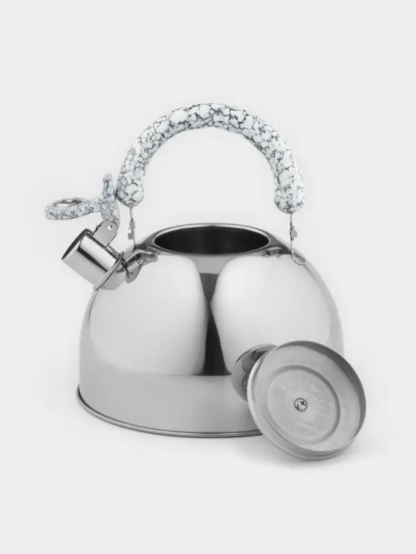 Чайник Доляна &laquo;Мрамор&raquo;, 3 л, со свистком, нержавеющая сталь, хромированный