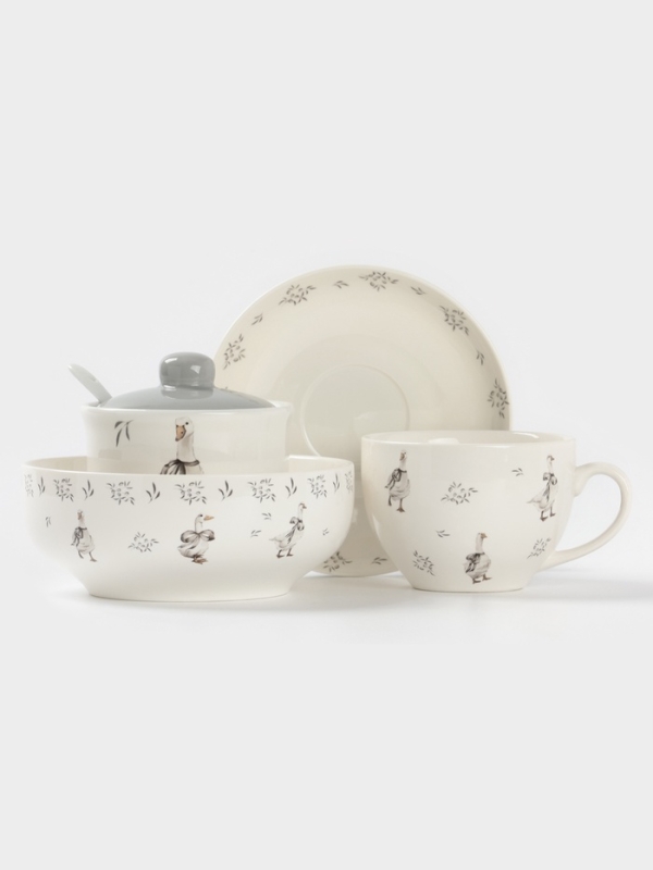 Салатник Доляна  Салатник Доляна "Гуси" цвет белый   15,5х6 см