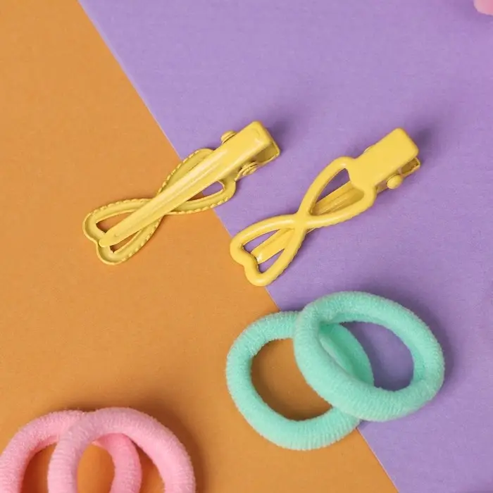 Набор для волос Набор для волос "Карамель" (10 резинок 1,5 см, 2 зажима 3 см) сердечки, жёлтый