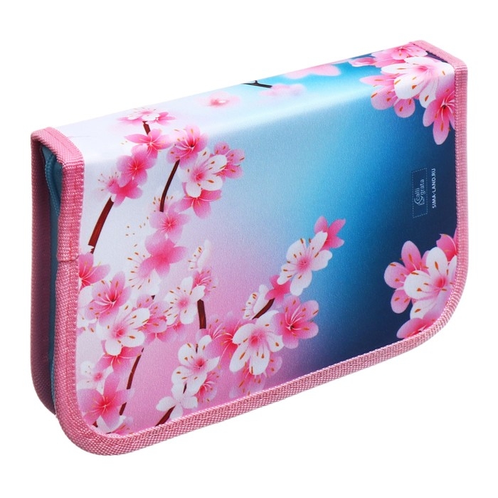 Пенал 1 секция 140 х 210 х 40 мм, откидной карман и косметичка, тканевый, Calligrata TOP Content  Пенал 1 секция 140 х 210 х 40 мм, откидной карман и косметичка, тканевый, Calligrata TOP Content "Котик сакура"