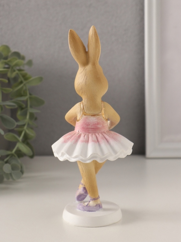 Сувенир полистоун  Сувенир полистоун "Зайка-балерина в бело-розовой пачке" 7х7х18 см