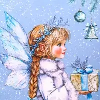 Пакет подарочный новогодний ламинированный, «Новогодний ангел» , 26×12×32 см