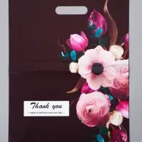 Пакет полиэтиленовый с вырубной ручкой "Букет" 30 х 40 см 60 мкм