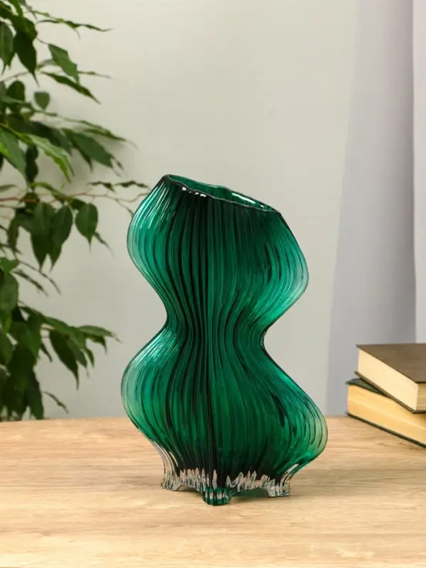 Ваза стекло настольная "Мэнди" 28,5х17 см, зелёный