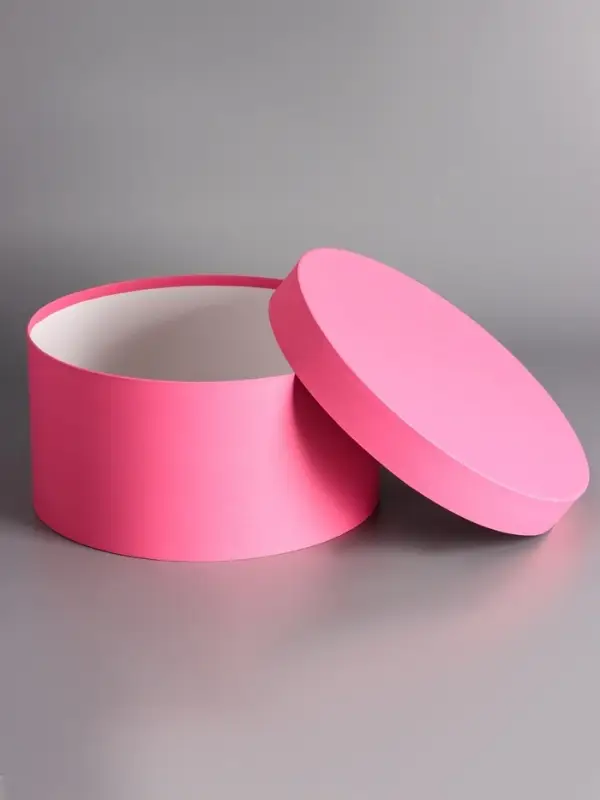 Подарочная круглая коробка, розовая, шляпная, 30&times;15 см